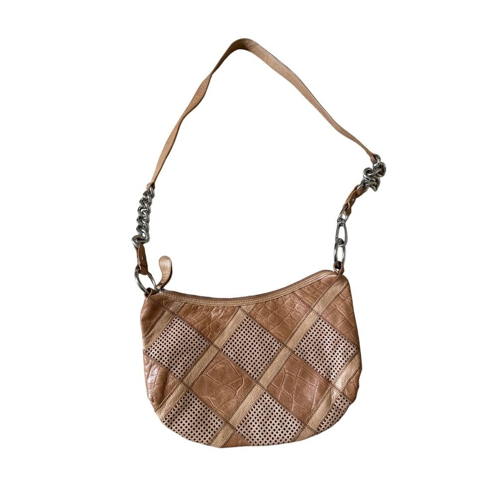 B. Makowsky Women's‎ Purse Leather Brown Crossbody Bag Shoulder Chain